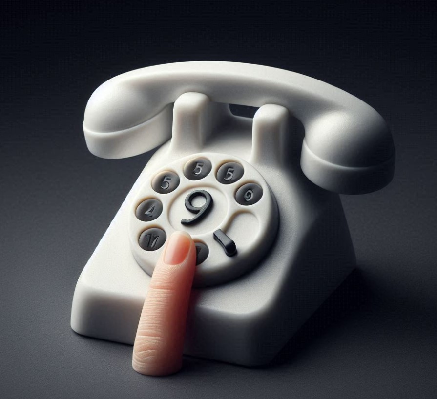 telephone with finger on the No9